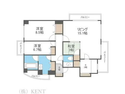 PRIME COURT山の手プライムコート山の手・旧バーグレイブ山(3LDK/4階)の間取り写真