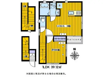ヴォーチェ(1LDK/3階)の間取り写真
