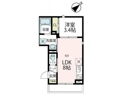 ポントブリラント(1LDK/1階)の間取り写真