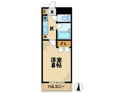 フェンテ多摩(1K/3階)の間取り写真