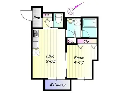 メープルパレス(1LDK/2階)の間取り写真