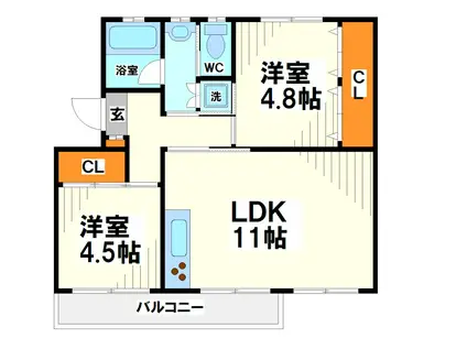 車返団地(2LDK/3階)の間取り写真