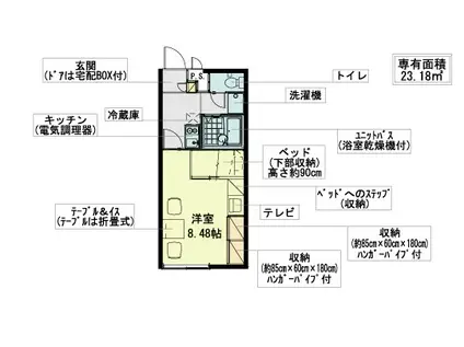 レオパレスマルブル B(1K/2階)の間取り写真