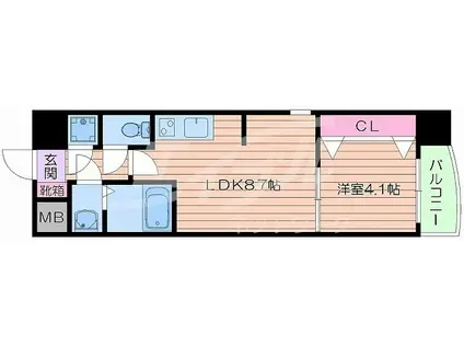 SERENITE本町エコート(1LDK/6階)の間取り写真