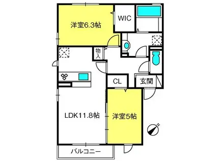 ヴィラ アリエッタ(2LDK/1階)の間取り写真