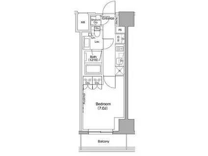 ザ・パークハビオ五反田(1K/14階)の間取り写真