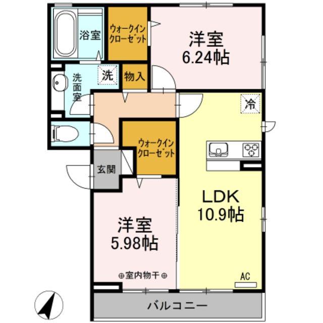 ソレイユ・ジン(2LDK/1階)の間取り写真
