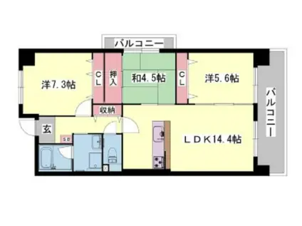 テルツォ南新在家(3LDK/7階)の間取り写真