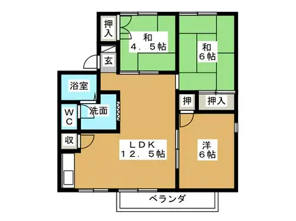 CASADE24 C(3LDK/1階)の間取り写真
