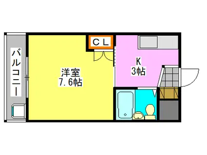 ハイネス津田沼(1K/4階)の間取り写真