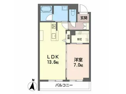 ベレオガーデンズGRACE(1LDK/2階)の間取り写真