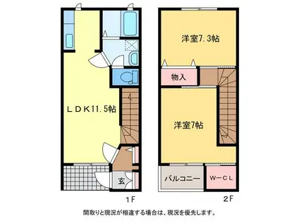 ボヌールナルミ(2LDK/1階)の間取り写真