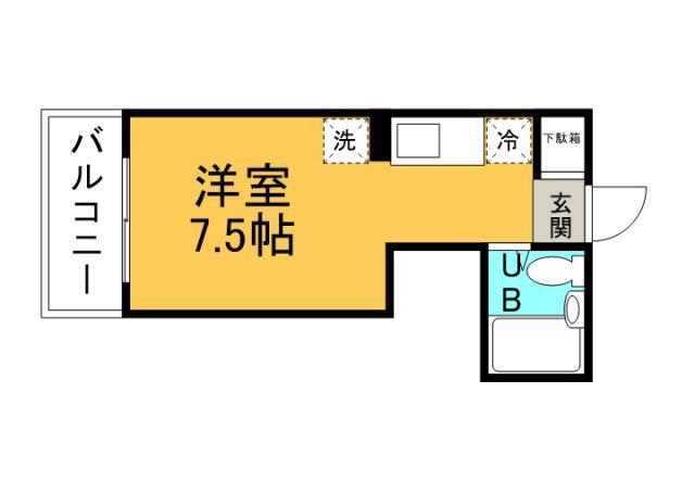 グロワール中広(ワンルーム/5階)の間取り写真