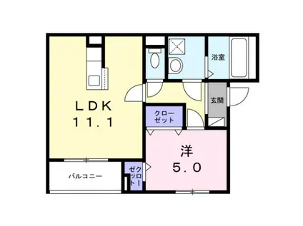ポルテボヌール本牧(1LDK/3階)の間取り写真