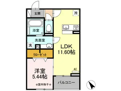 ブルーメンリート(1LDK/2階)の間取り写真