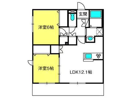 シャルマン南鳩ヶ谷(2LDK/3階)の間取り写真