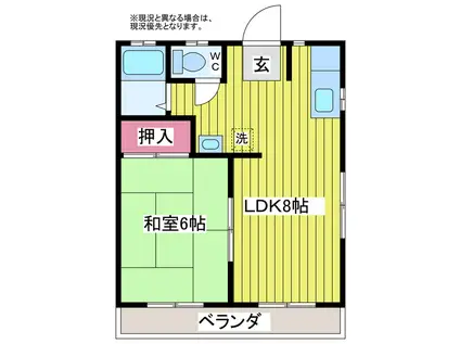 メゾン第一E(1LDK/1階)の間取り写真