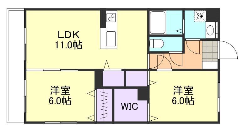 FーCITY老松町(2LDK/1階)の間取り写真