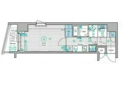 ガラステーション岩本町ノース(1K/2階)の間取り写真