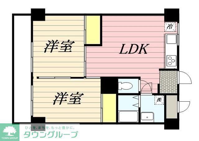 広栄ハイツ(2LDK/3階)の間取り写真