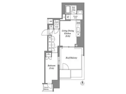 太平3丁目M(1LDK/5階)の間取り写真