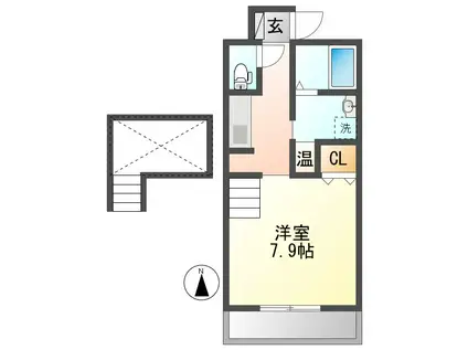 リヴェルシーデ(1K/2階)の間取り写真