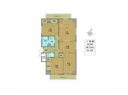 ニューブロッサムハイツ(4LDK/7階)の間取り写真