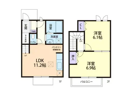 MAISON KN A(2LDK/1階)の間取り写真