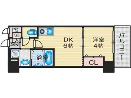 プレステージIV芥川(1DK/6階)の間取り写真