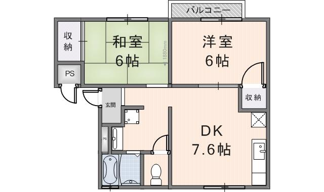 ロイヤルハイツ(2DK/2階)の間取り写真