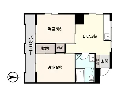 アシスト第2宇都宮マンション(2DK/1階)の間取り写真