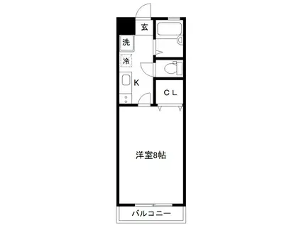 仙台白萩マンション(1K/2階)の間取り写真
