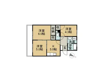 みなとテラス(3K/2階)の間取り写真