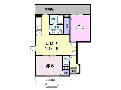 ロイヤル・ハウス(2LDK/1階)の間取り写真