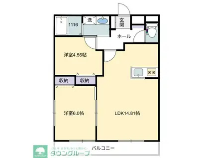 センチュリーヒルズ新鎌ヶ谷(2LDK/2階)の間取り写真