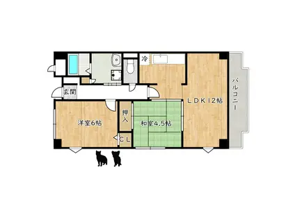 ハイネス諏訪森(2LDK/3階)の間取り写真