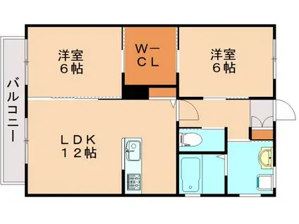 リーベンコート目尾(2LDK/1階)の間取り写真