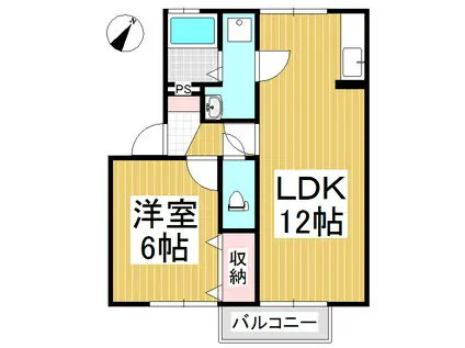 セジュール中村 A棟(1LDK/2階)の間取り写真