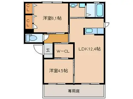 コンフォールハイムC棟(2LDK/1階)の間取り写真