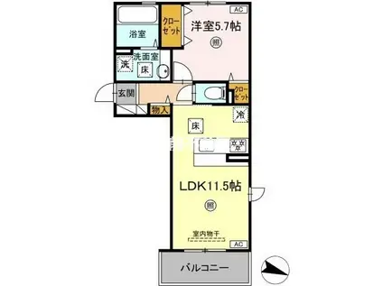 アテリア伍番館(1LDK/2階)の間取り写真