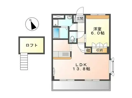 コーポサカシタA棟(1LDK/2階)の間取り写真
