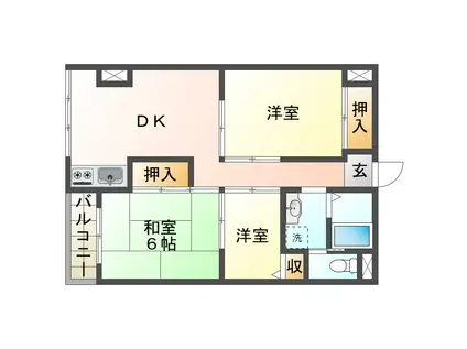 第3岩井ハイツ(3DK/1階)の間取り写真