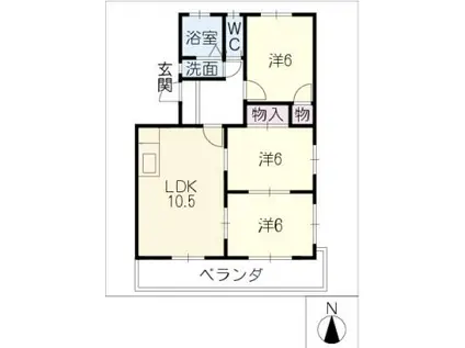 パルデンス向田(3LDK/2階)の間取り写真