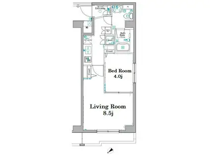 アクサス新板橋(1LDK/4階)の間取り写真