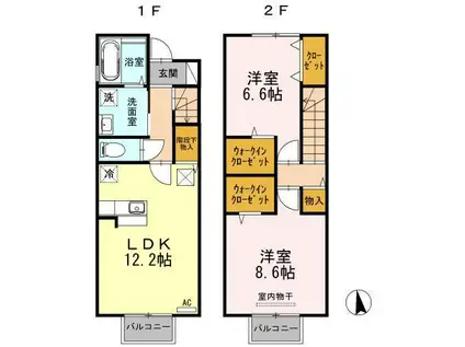 ソシア・ソレイユ D(2LDK/1階)の間取り写真