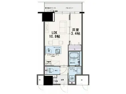 WAVE ON HORIE TOWER(1LDK/8階)の間取り写真