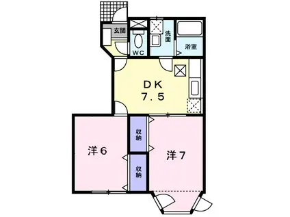 カームRYUOU(2DK/1階)の間取り写真