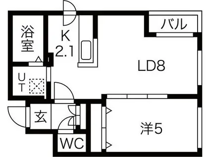 メゾン・ド・ルポ豊平(1LDK/5階)の間取り写真