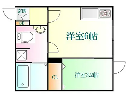 メリディアン国見弐番館(ワンルーム/1階)の間取り写真