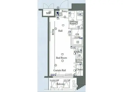 シンシア白金高輪(ワンルーム/8階)の間取り写真